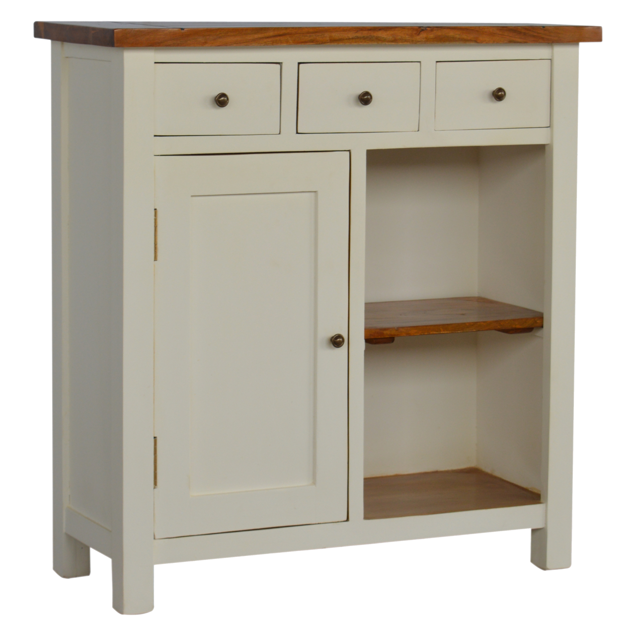 Solid Acacia Wood Honey Finished & 2 Tone 3 Drawers 2 Cupboard Kitchen Unit - Image 9
