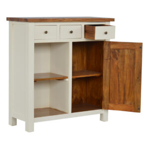 Solid Acacia Wood Honey Finished & 2 Tone 3 Drawers 2 Cupboard Kitchen Unit