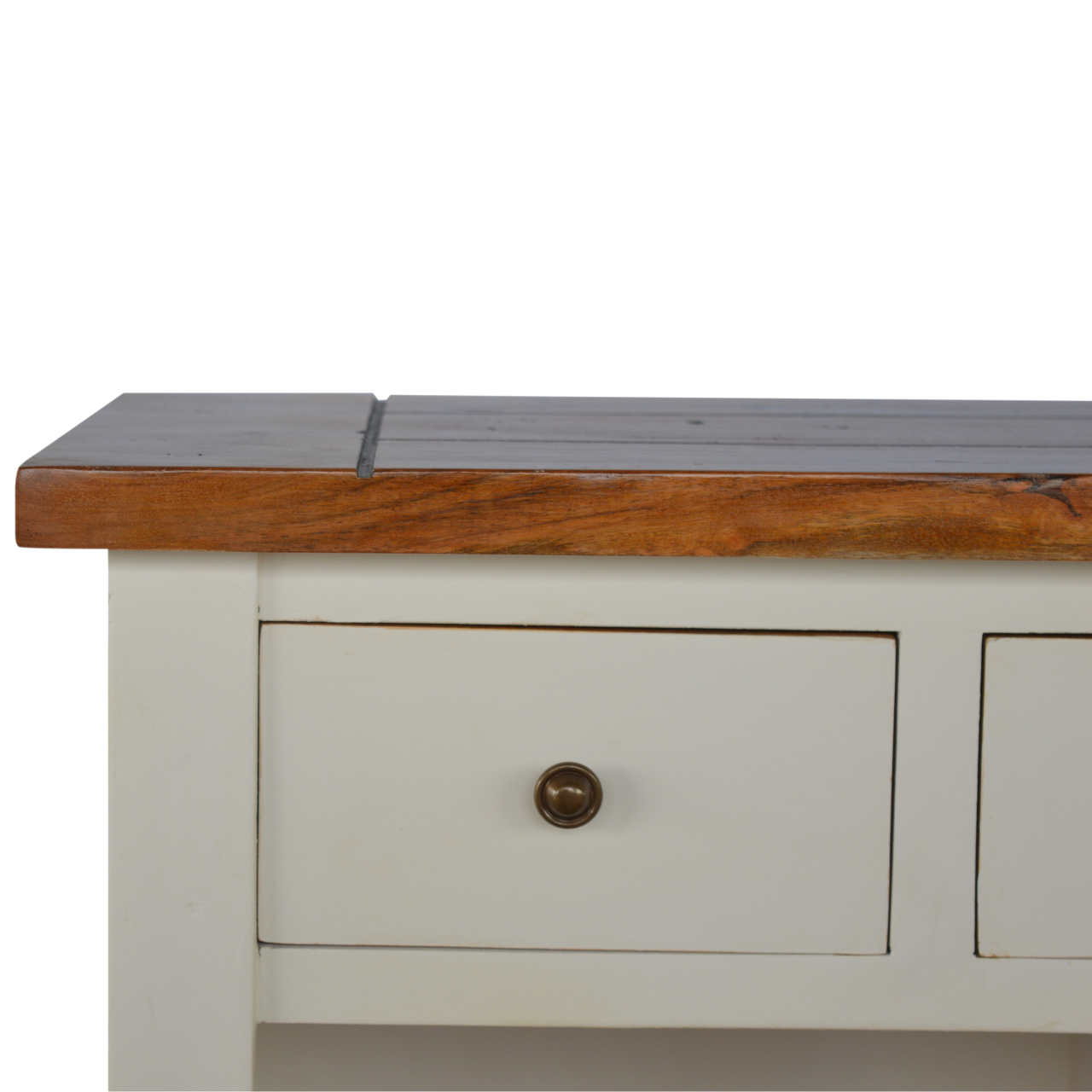 Solid Acacia Wood Honey Finished & 2 Tone 3 Drawers 2 Cupboard Kitchen Unit - Image 5
