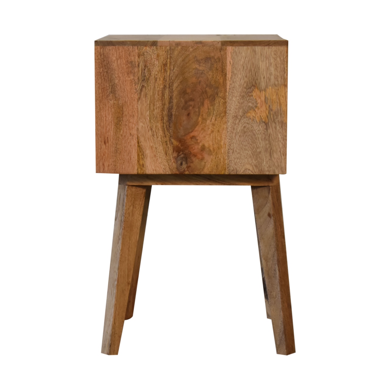 Solid Mango Wood Oak Finished 2 Drawer Bone Inlay Scandinavian Style Bedside - Image 8