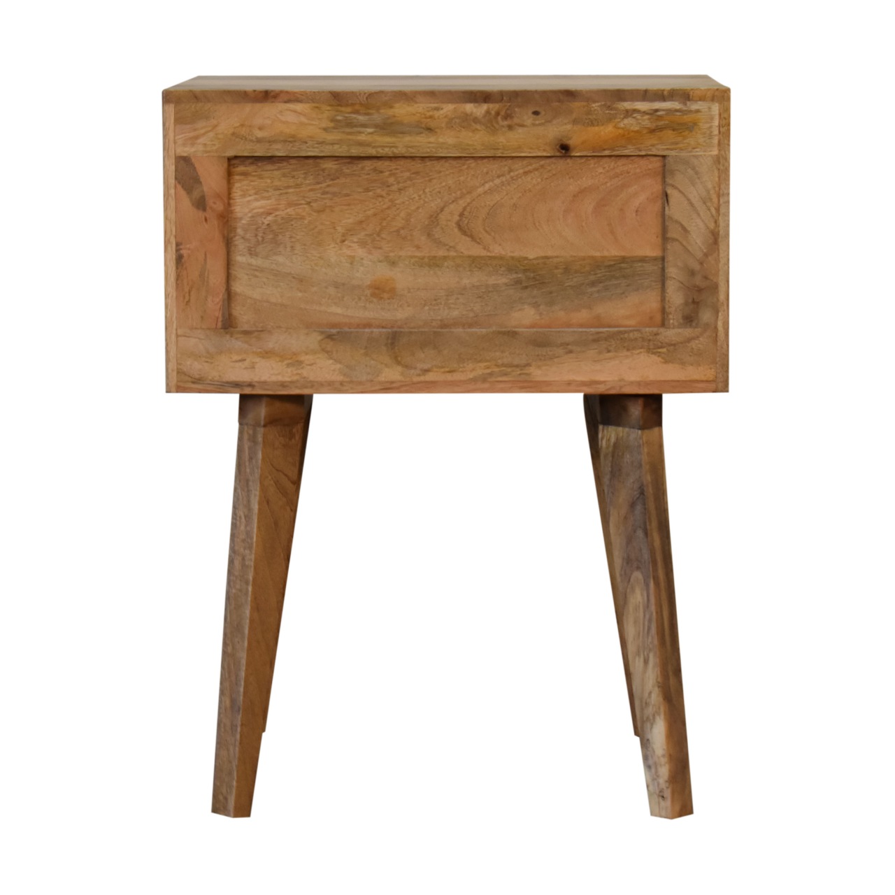 Solid Mango Wood Oak Finished 2 Drawer Bone Inlay Scandinavian Style Bedside - Image 9