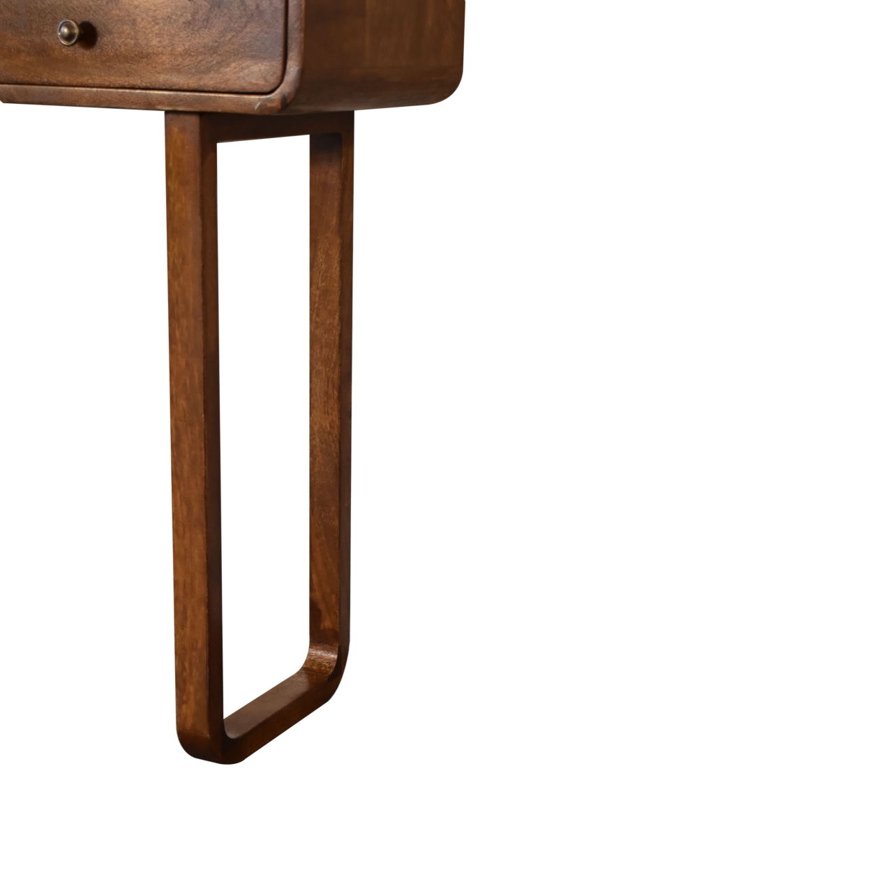 Solid Mango Wood Chestnut Finished 2 Drawer Curved Console Table with 'U' Shaped Legs - Image 7