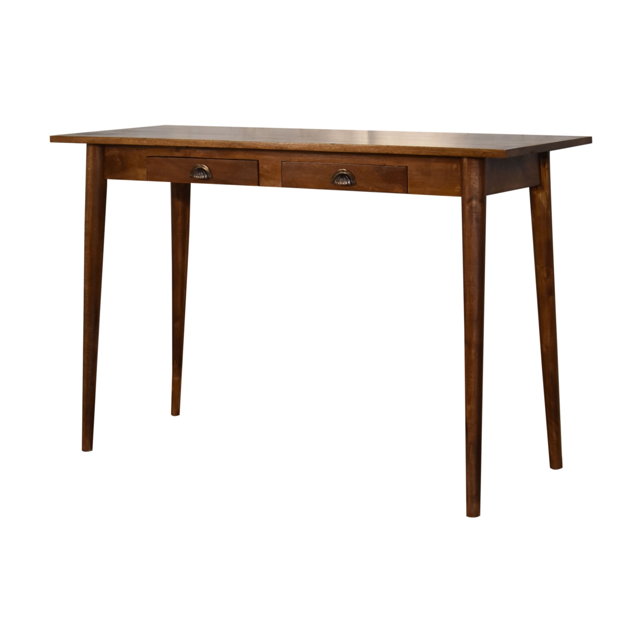Solid Mango Wood Chestnut Finished 2 Drawer Writing Desk - Image 3