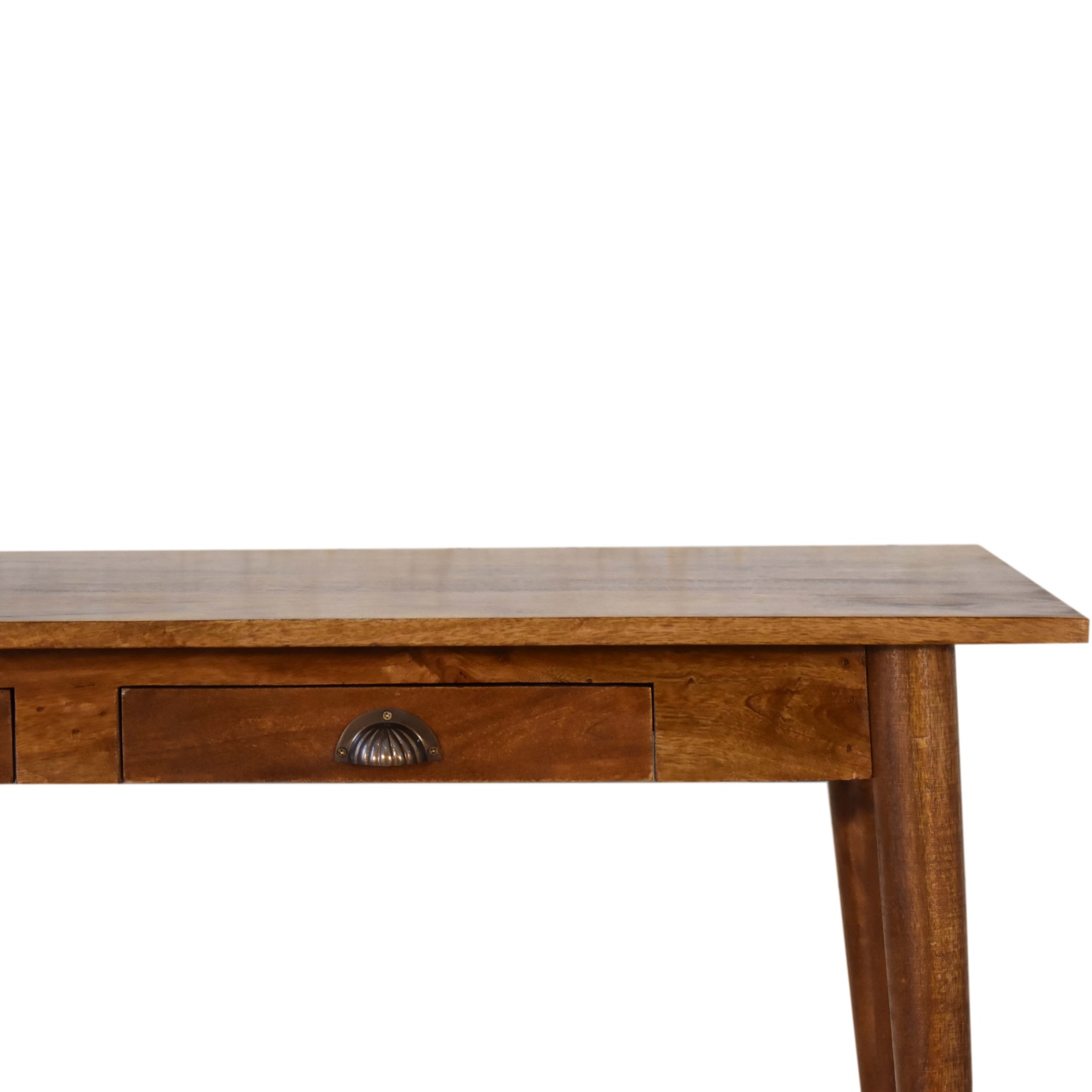 Solid Mango Wood Chestnut Finished 2 Drawer Writing Desk - Image 4