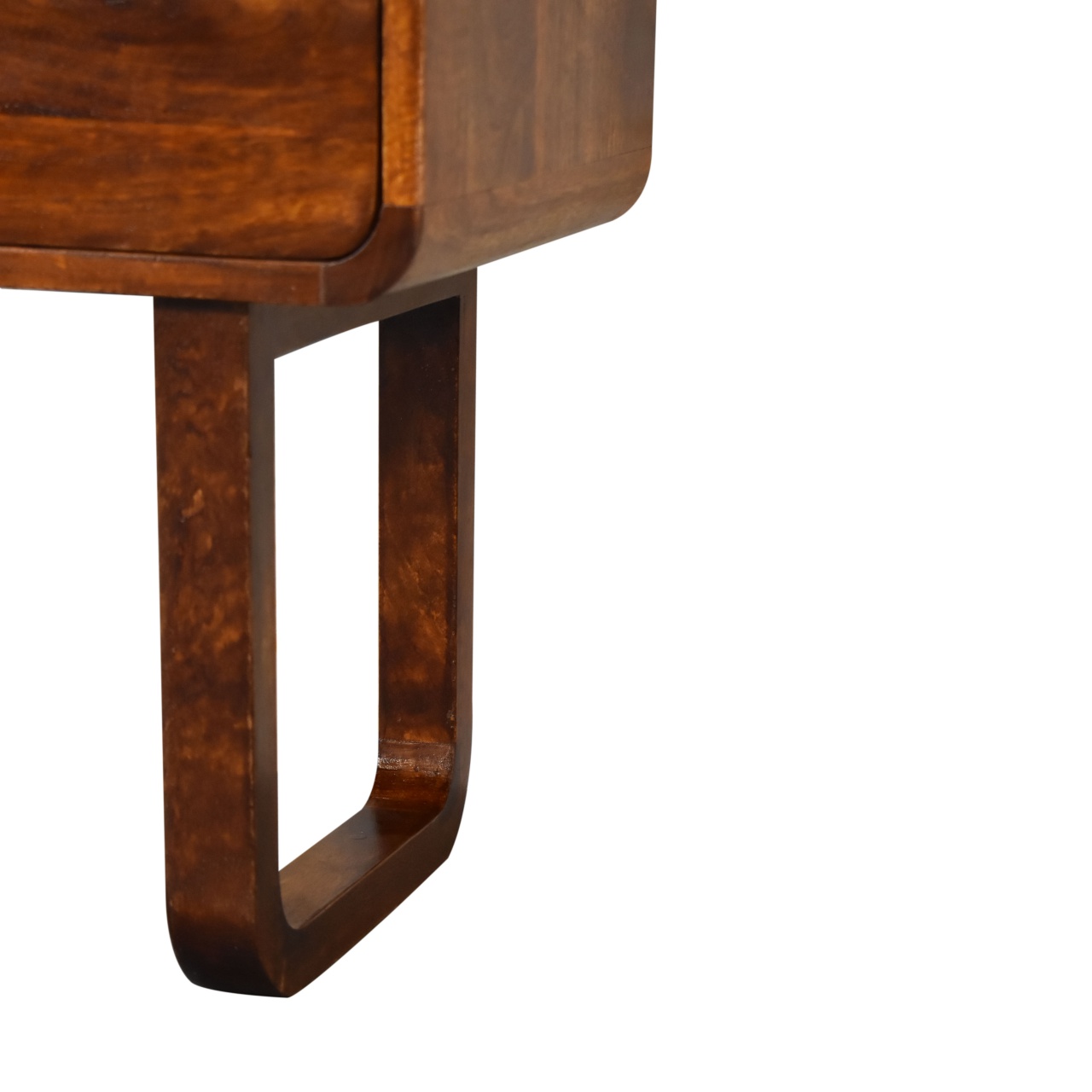 Solid Mango Wood Chestnut Finished 2 Drawer Bedside with 'U' Shaped Legs - Image 7