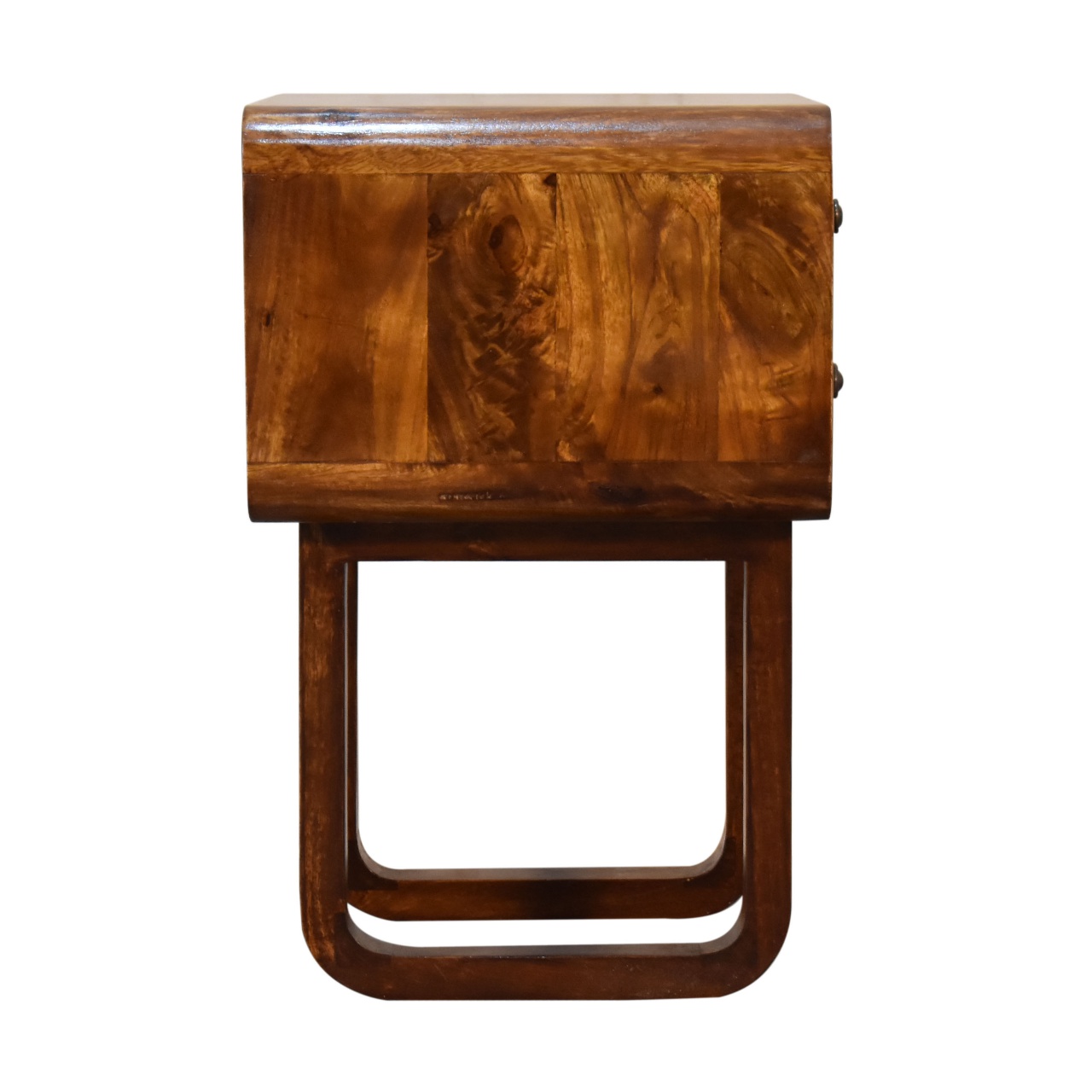 Solid Mango Wood Chestnut Finished 2 Drawer Bedside with 'U' Shaped Legs - Image 8