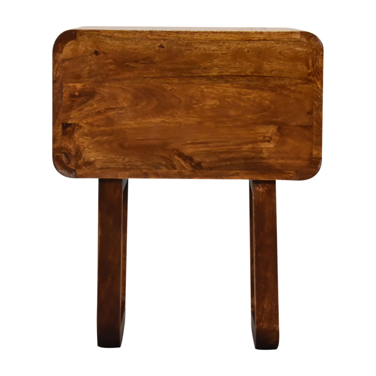Solid Mango Wood Chestnut Finished 2 Drawer Bedside with 'U' Shaped Legs - Image 9