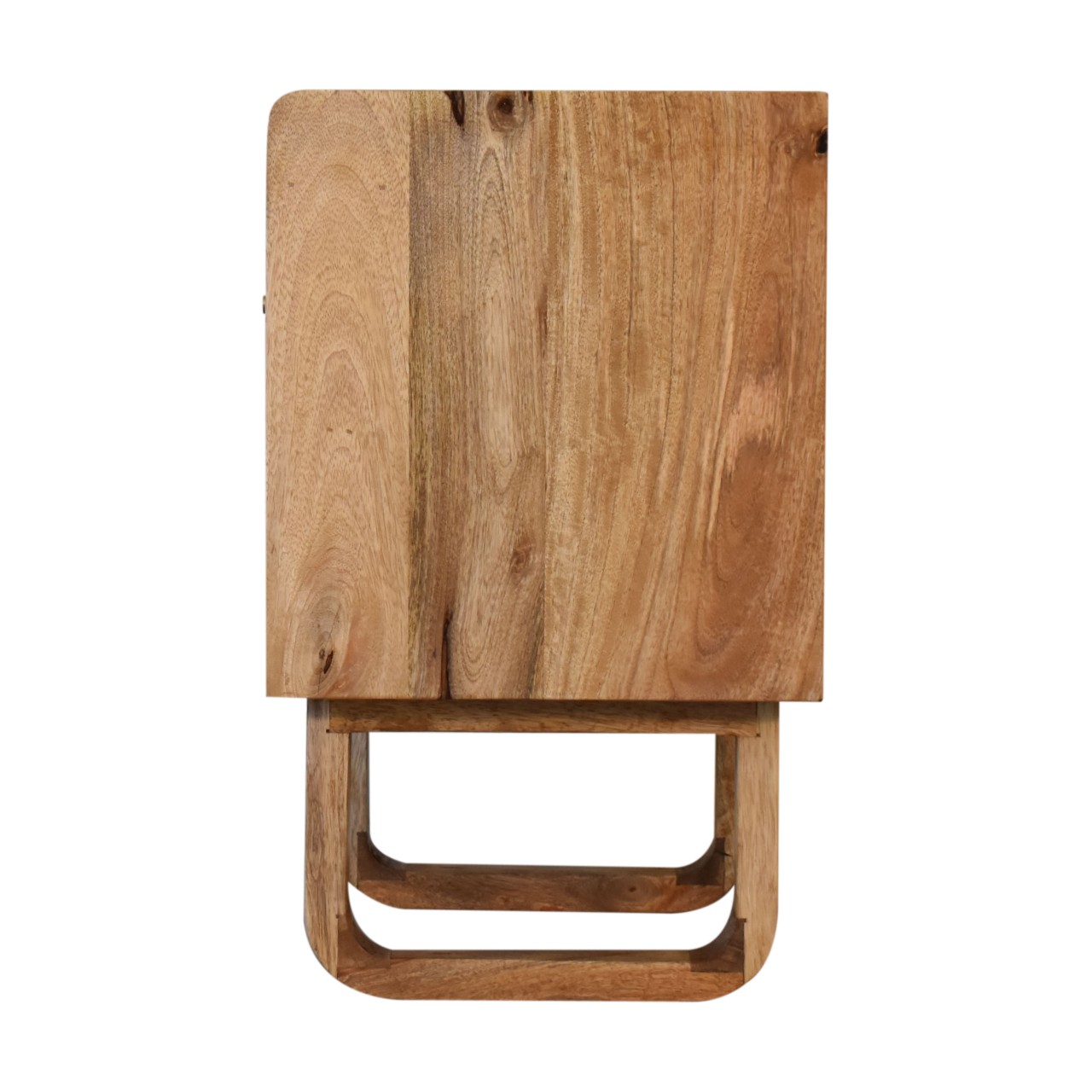 Solid Mango Wood Oak Finished 1 Drawer 1 Slot U-Shaped Legs Sunrise Bedside - Image 8
