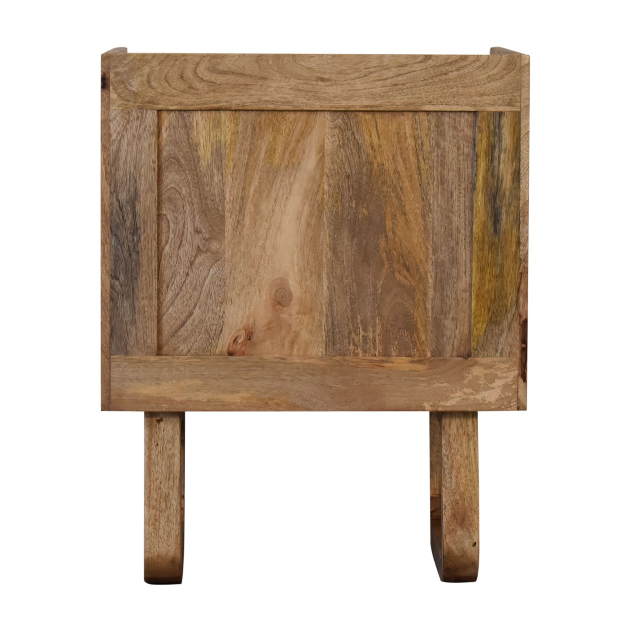 Solid Mango Wood Oak Finished 1 Drawer 1 Slot U-Shaped Legs Sunrise Bedside - Image 9