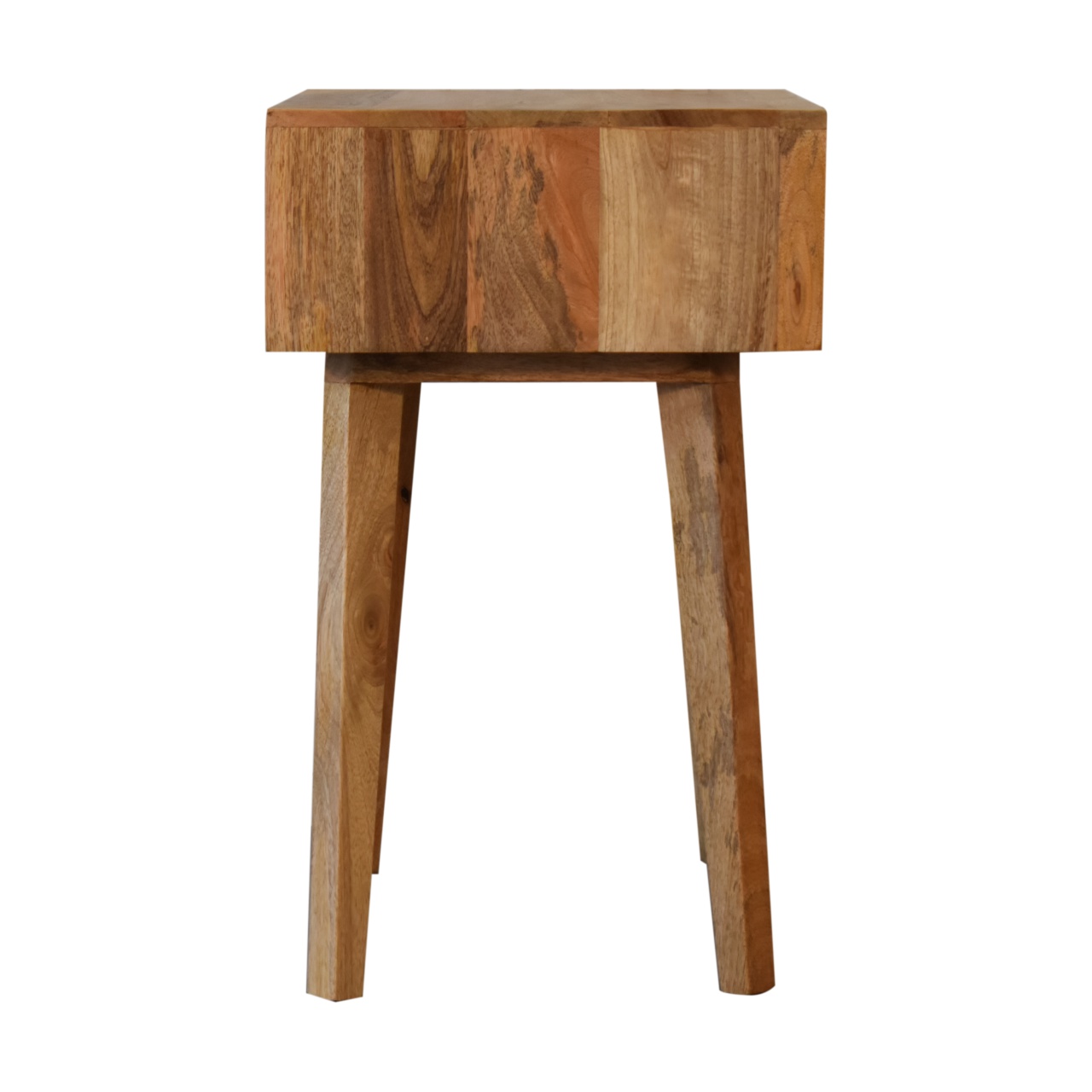 Solid Mango Wood Oak Finished Bone Inlay Tapered Bedside - Image 9