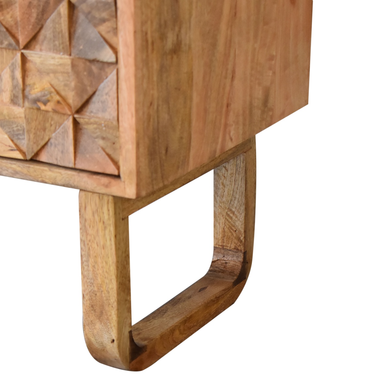 Solid Mango Wood Oak Finished 'U' Shaped Legs Black Tweed Upholstered Diamond Bench - Image 7