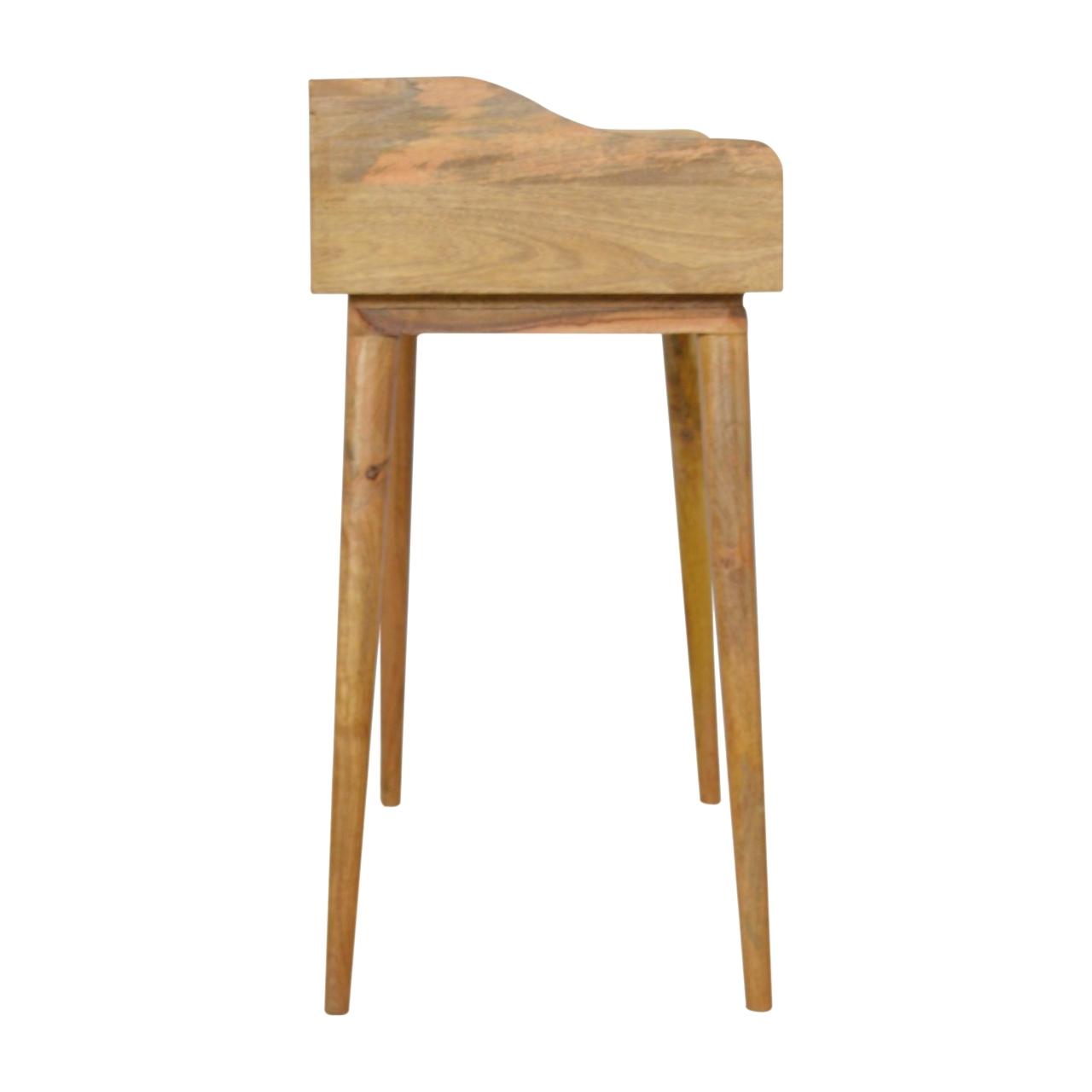 Solid Mango Wood Oak Finished Hand Painted Grey 3 Drawer Gallery Writing Desk - Image 10