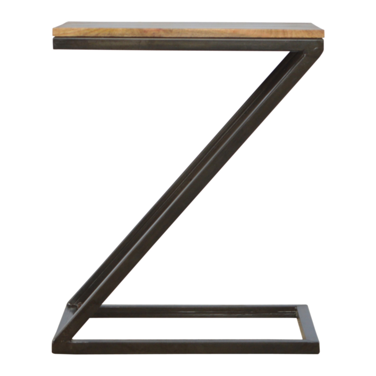 Solid Mango Wood Side Table with Iron Base