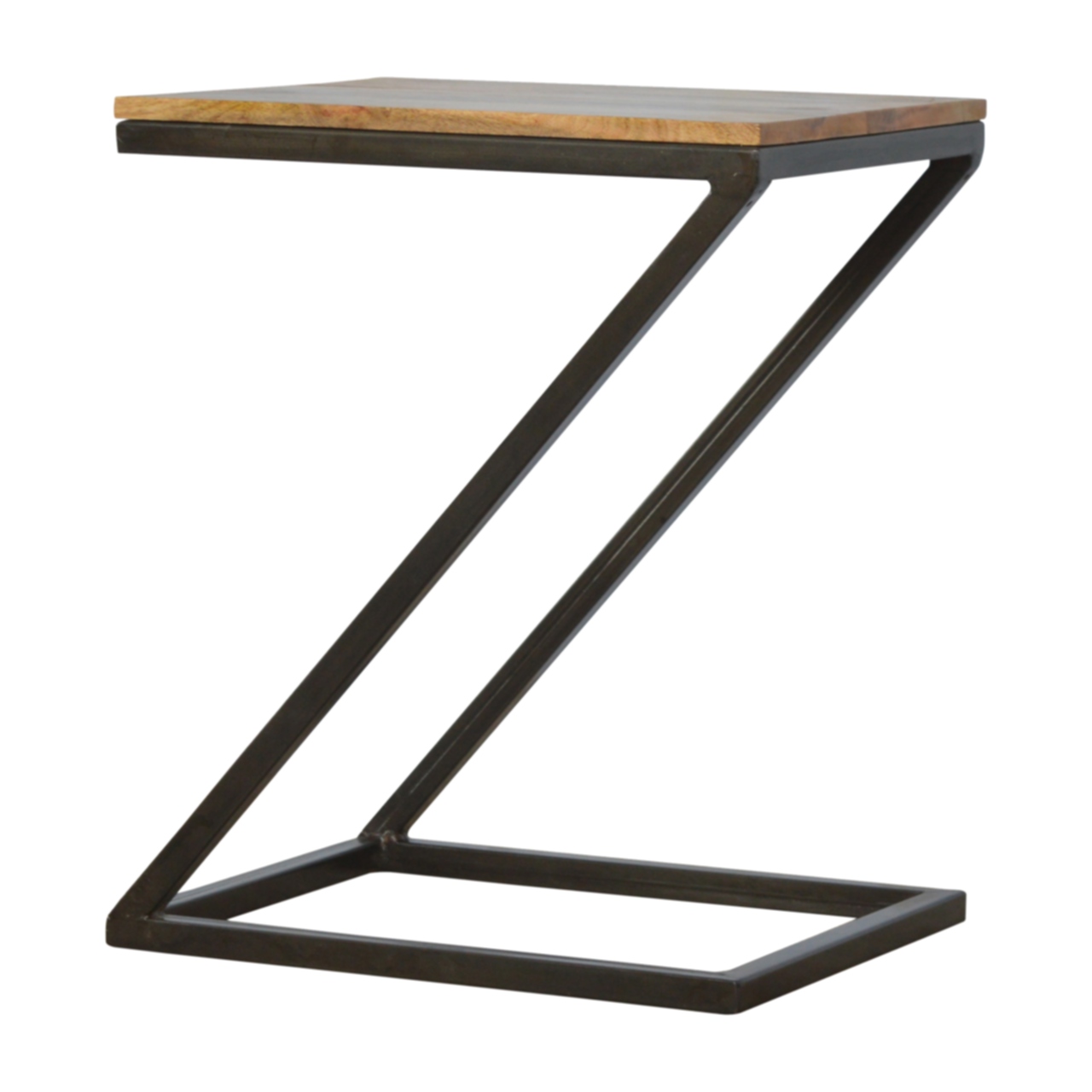 Solid Mango Wood Side Table with Iron Base - Image 2