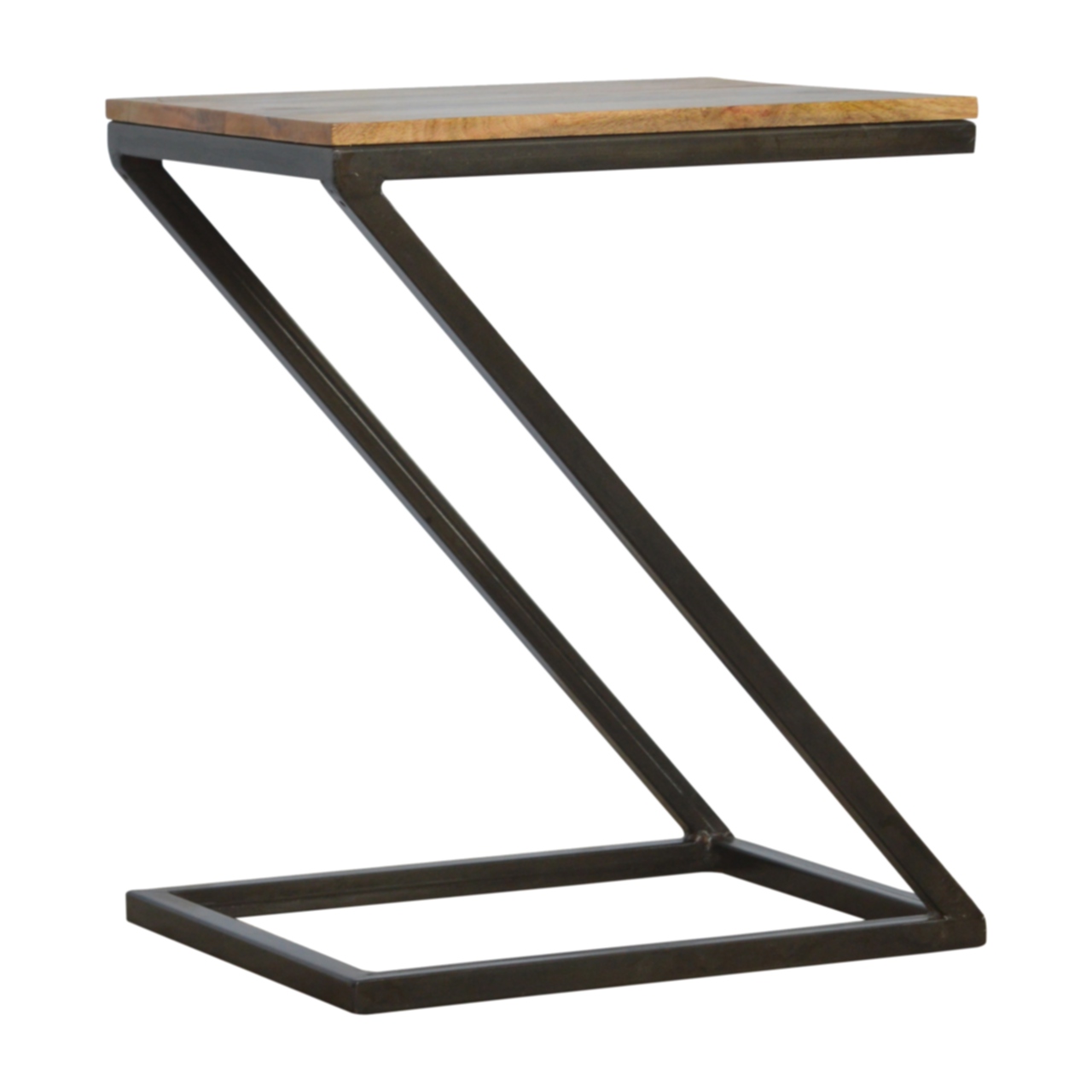 Solid Mango Wood Side Table with Iron Base - Image 3