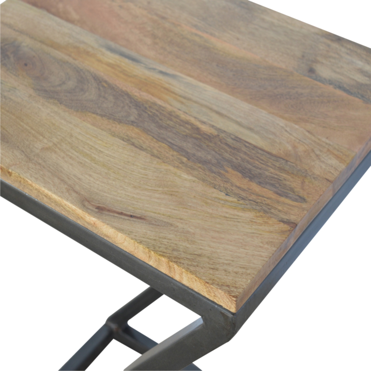 Solid Mango Wood Side Table with Iron Base - Image 4