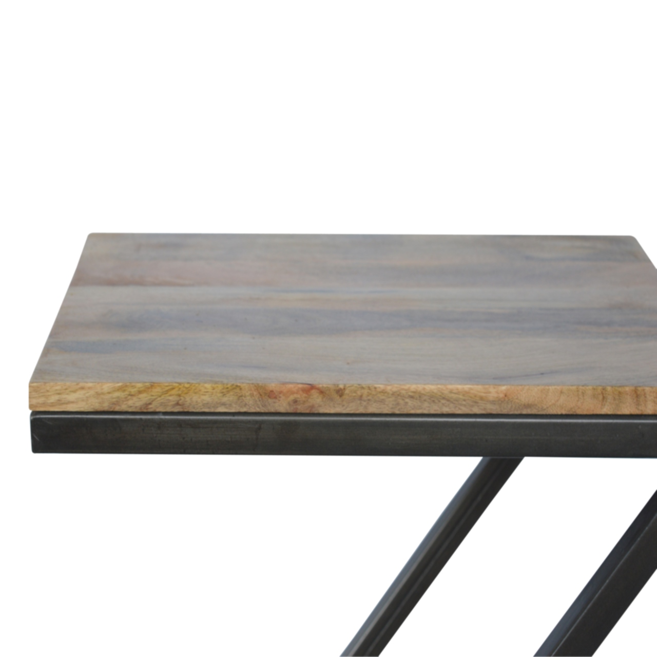 Solid Mango Wood Side Table with Iron Base - Image 5