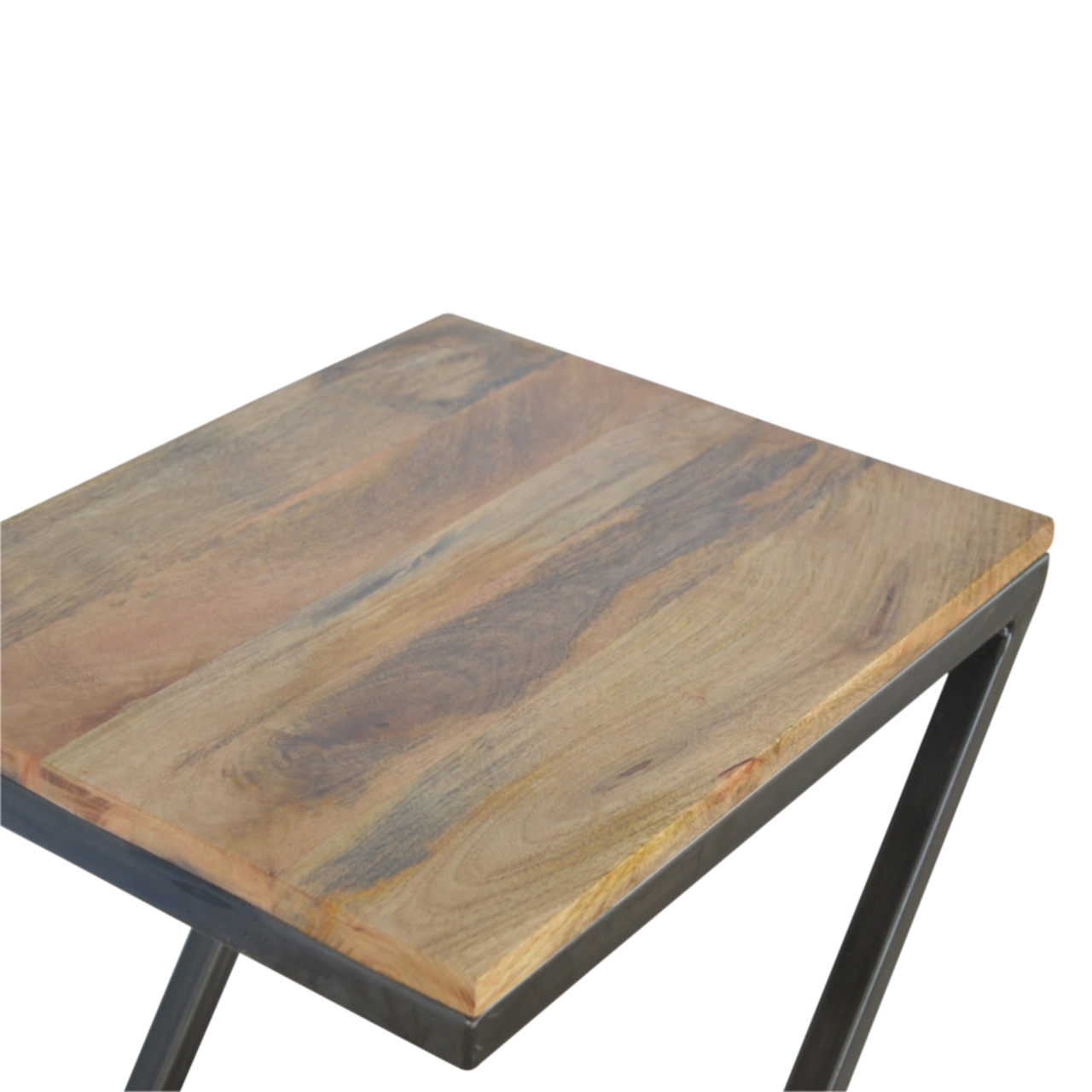 Solid Mango Wood Side Table with Iron Base - Image 7