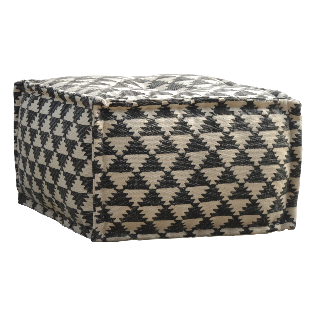 Solid Mango Wood Cotton & Jute Upholstered Durrie Pouffe - Image 8