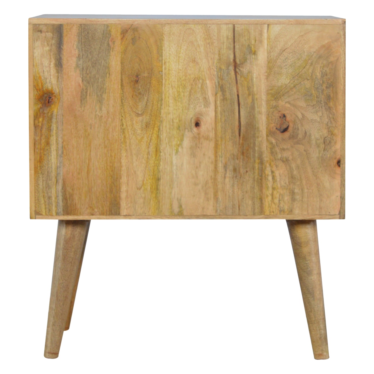 Solid Mango Wood Oak Finished 2 Drawer Hand Painted Grey and White Cabinet - Image 9