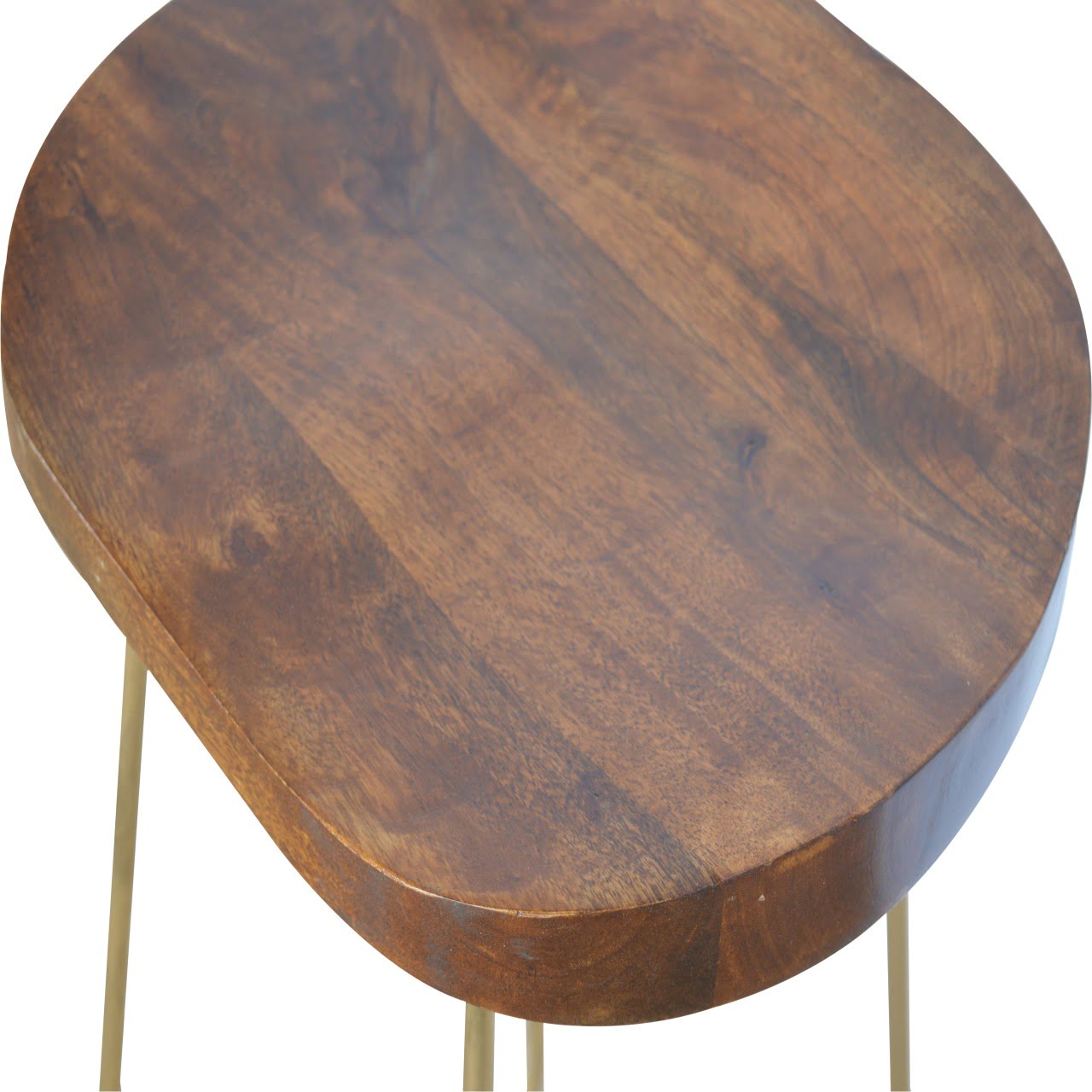 Solid Mango Wood Chestnut Finished Iron Based Gold Coloured Bar Stool - Image 5