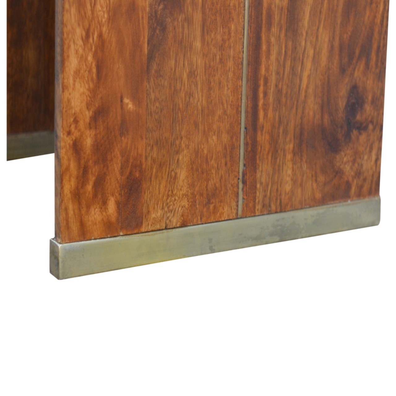 Solid Mango Wood Chestnut Finished Gold Inlay End Table - Image 4