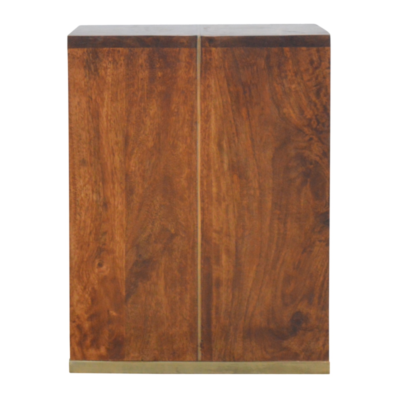 Solid Mango Wood Chestnut Finished Gold Inlay End Table - Image 5