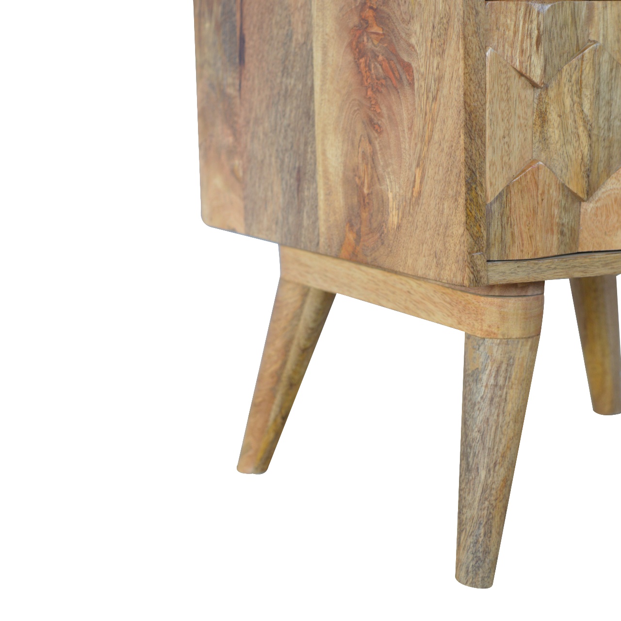 Solid Mango Wood Oak Finished 2 Drawer Pineapple Bedside - Image 7