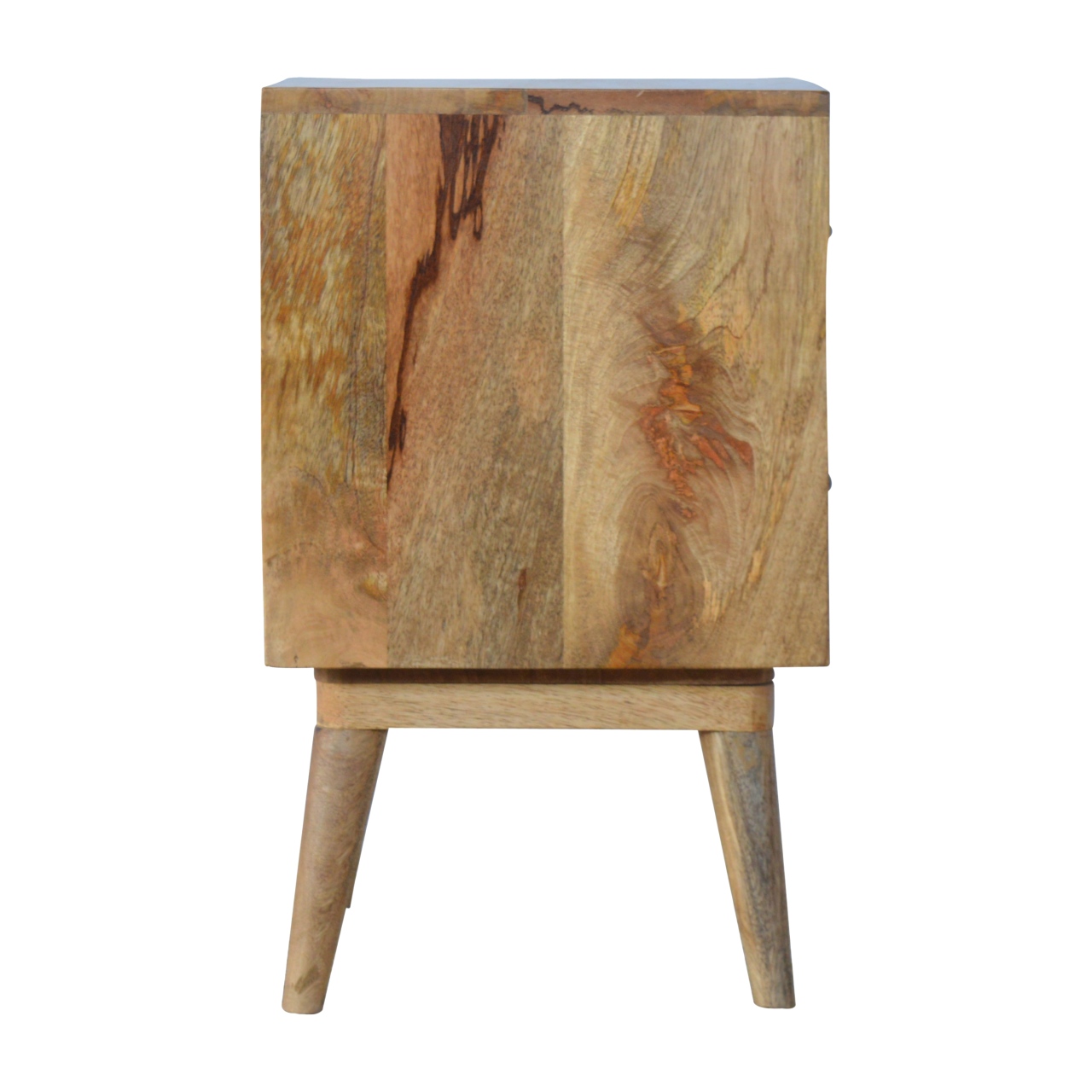 Solid Mango Wood Oak Finished 2 Drawer Pineapple Bedside - Image 8