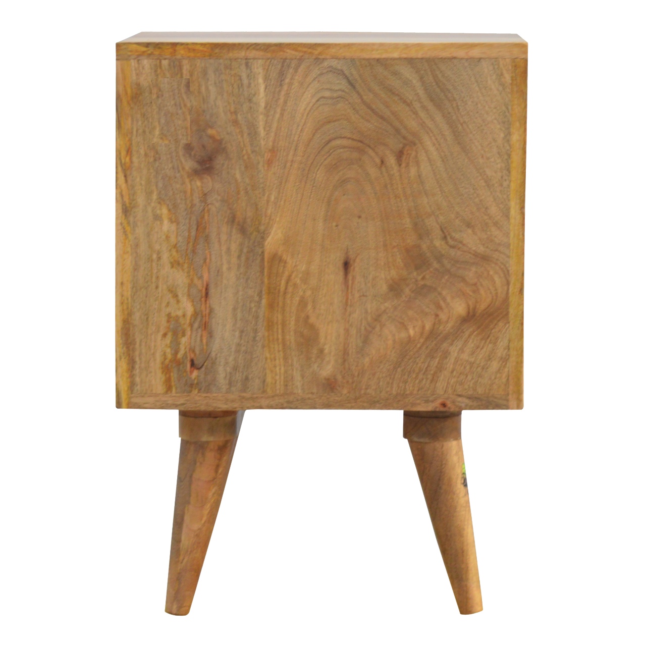 Solid Mango Wood Oak Finished 2 Drawer Pineapple Bedside - Image 9