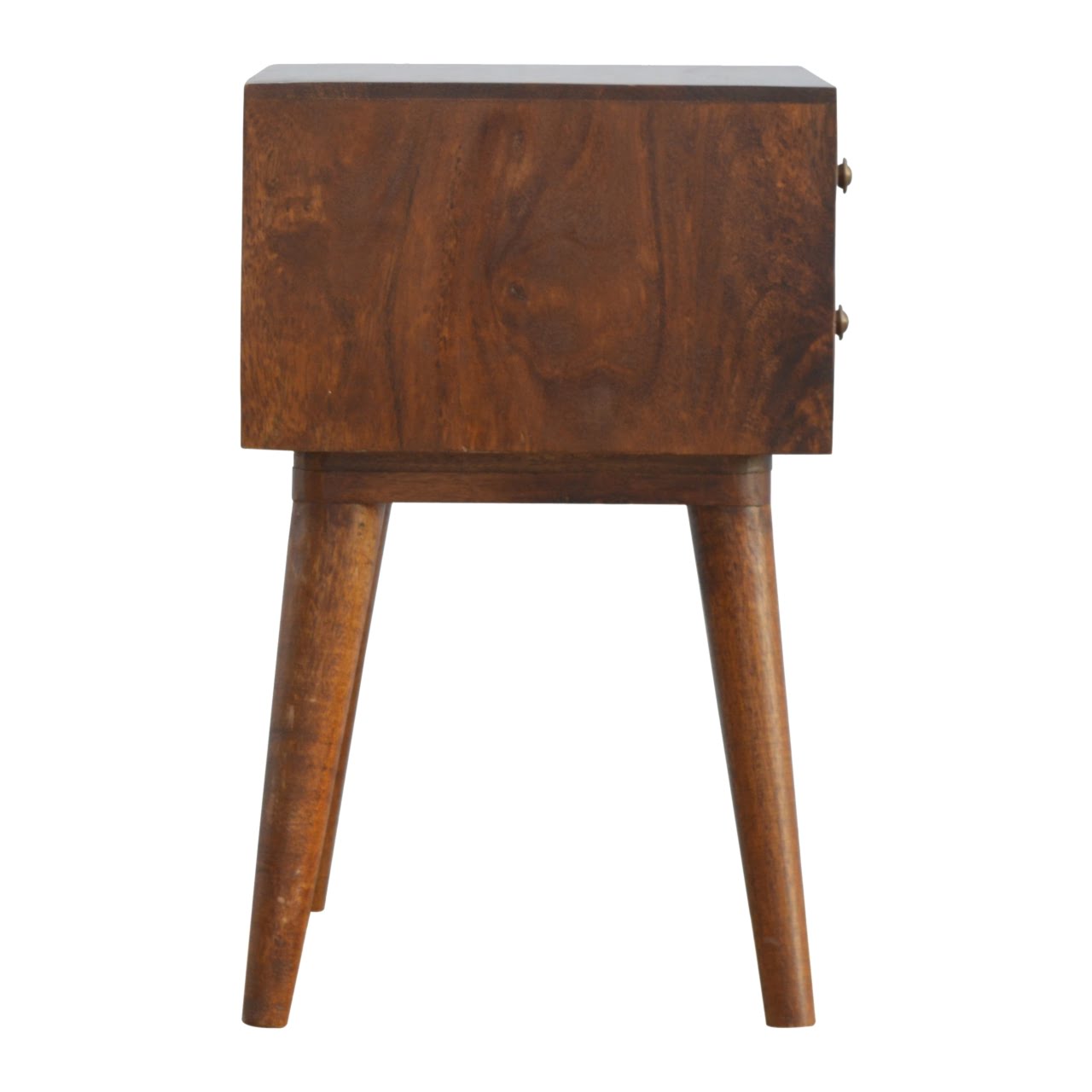 Solid Chestnut Finished Mango Wood Two Drawer Brass Inlay Cabinet1 - Image 7