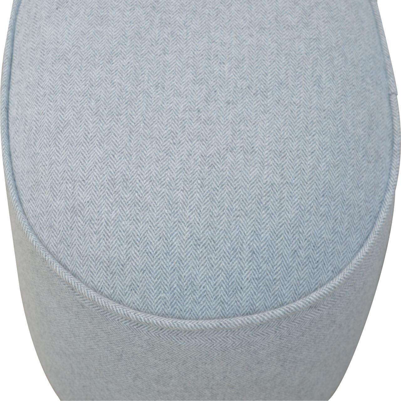 Solid Mango Wood Light Grey Tweed Upholstered Oval Footstool - Image 5