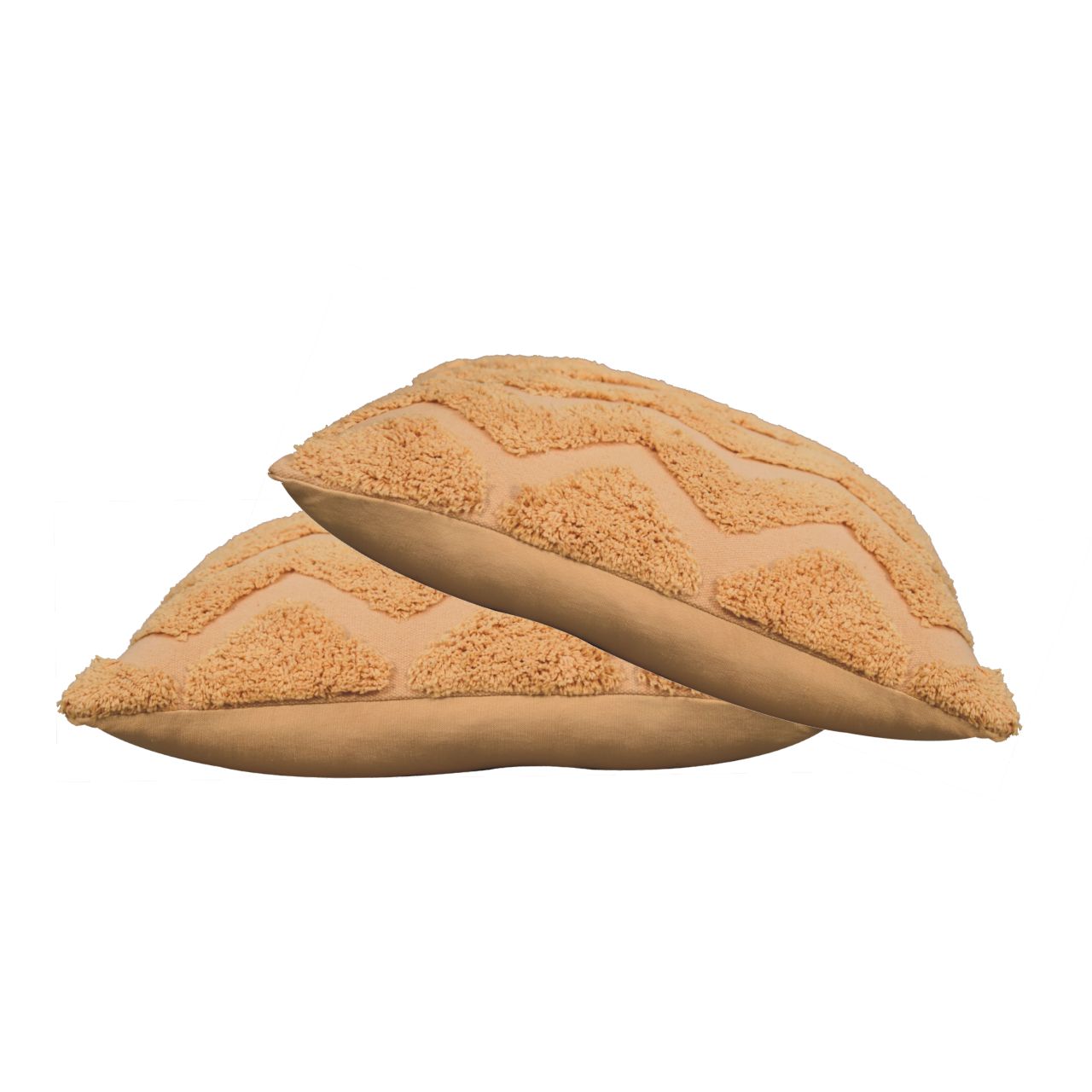 Solid Mango Wood Set of 2 Mustard Zig-zag Cushions - Image 2
