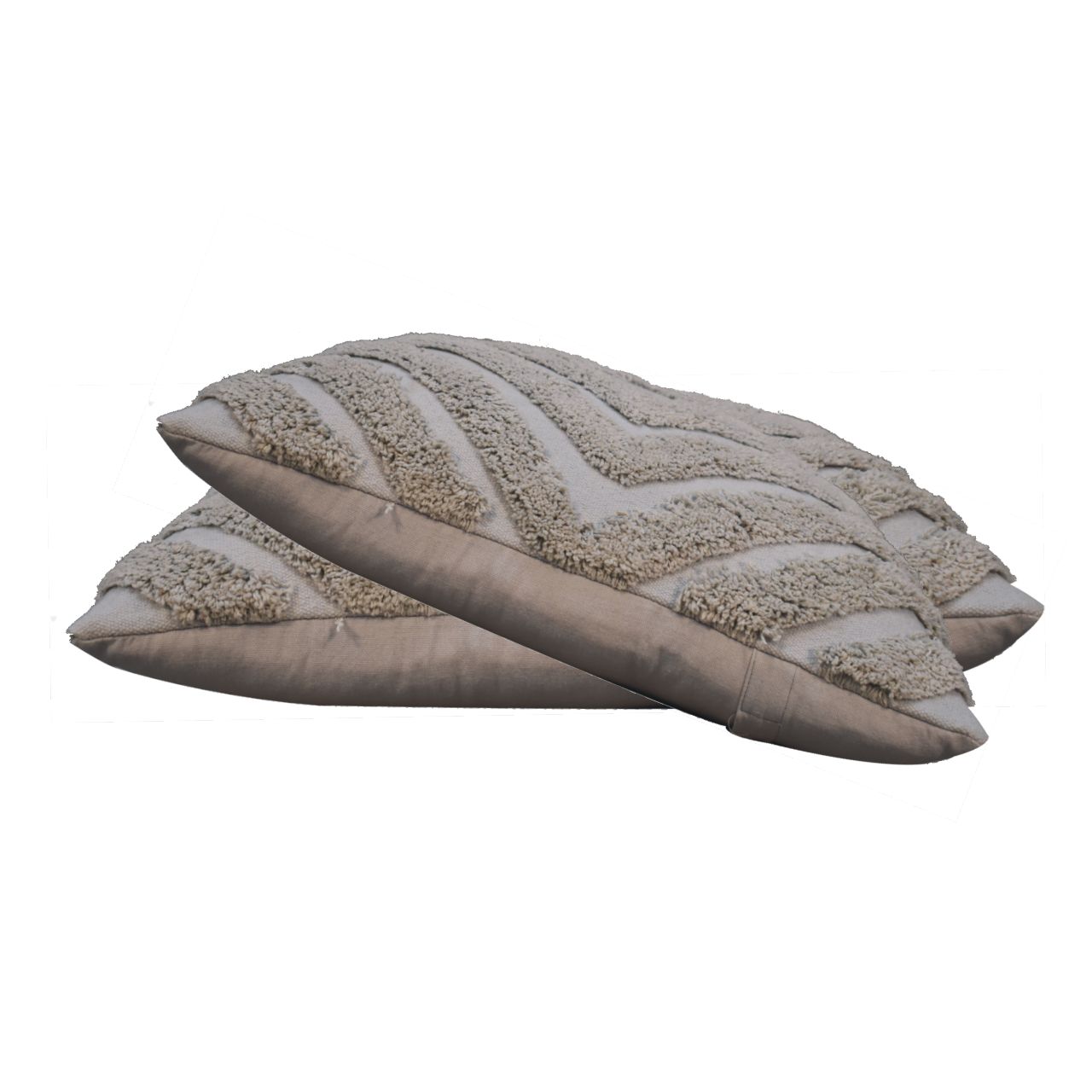 Solid Mango Wood Set of 2 Grey Diamond Cushions - Image 2