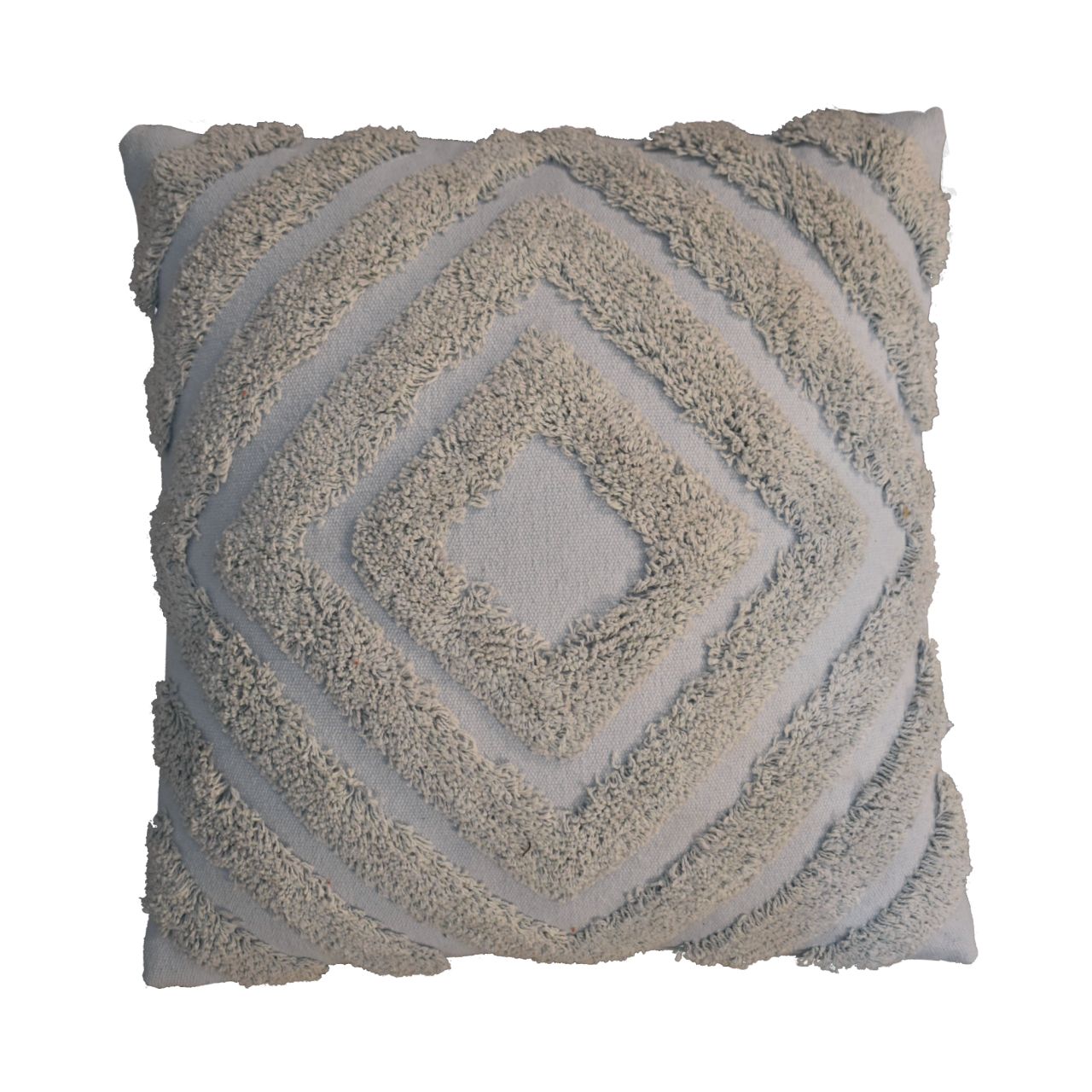Solid Mango Wood Set of 2 Grey Diamond Cushions - Image 3