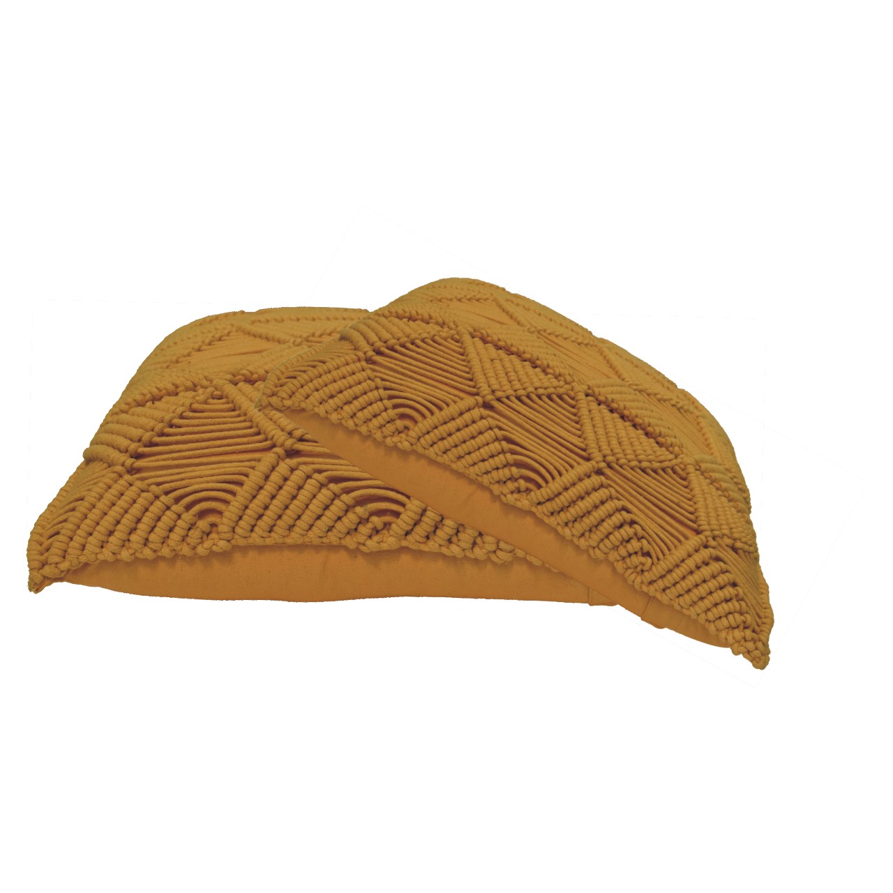 Solid Mango Wood Esmi Textured Cushion Set of 2 Mustard Coloured - Image 2