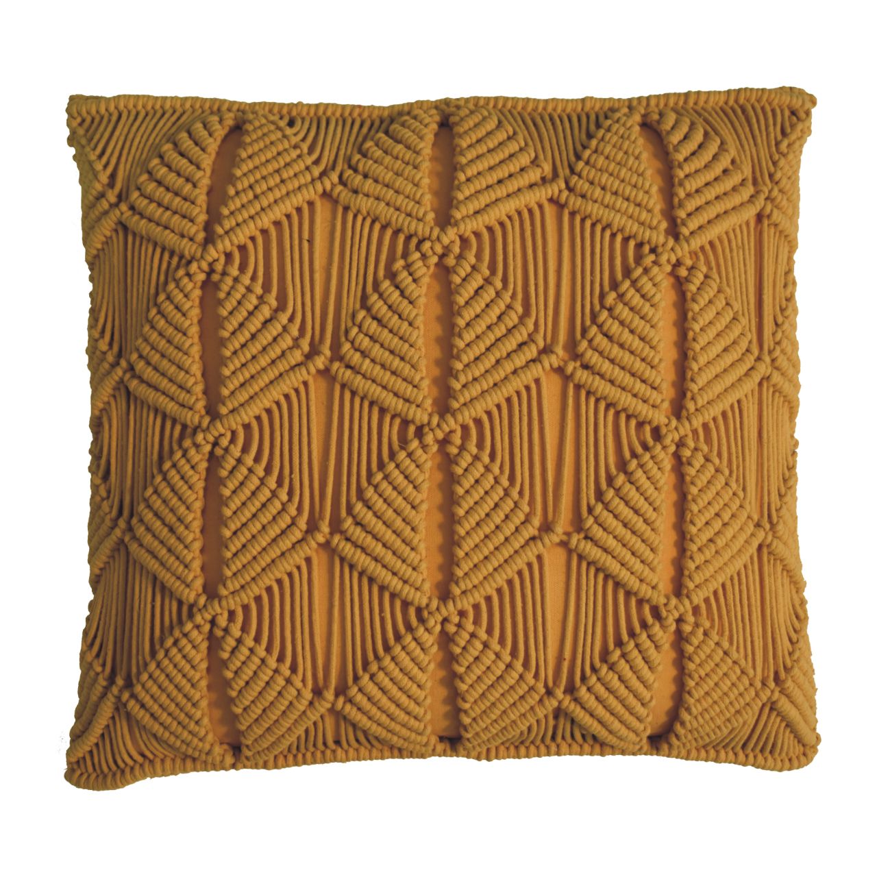 Solid Mango Wood Esmi Textured Cushion Set of 2 Mustard Coloured - Image 3