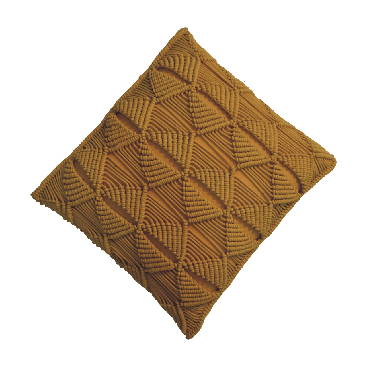 Solid Mango Wood Esmi Textured Cushion Set of 2 Mustard Coloured - Image 4