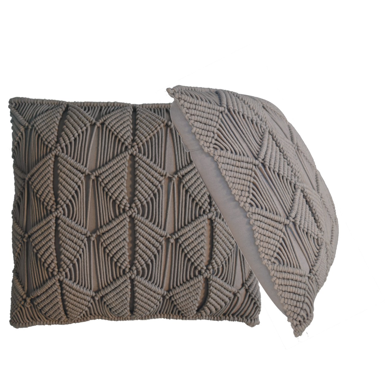 Solid Mango Wood Esmi Cushion Set of 2 - Grey - Image 2