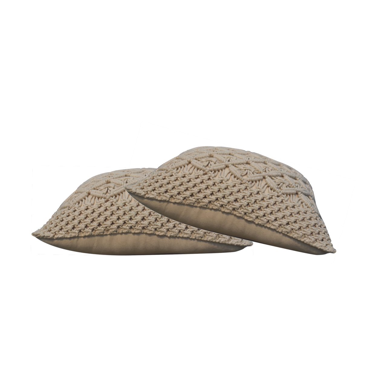 Solid Mango Wood Set of 2 Cream Lira Cushions - Image 2