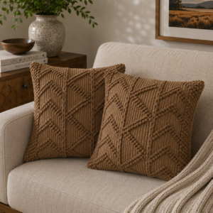 Solid Mango Wood Set of 2 Coffee Coloured Alda Cushions