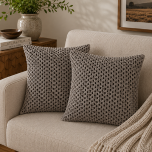 Solid Mango Wood Set of 2 Grey Myra Cushions