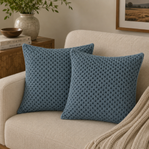 Solid Mango Wood Set of 2 Blue Myra Cushions