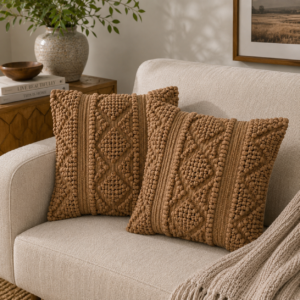 Solid Mango Wood Set of 2 Coffee Coloured Nola Cushions