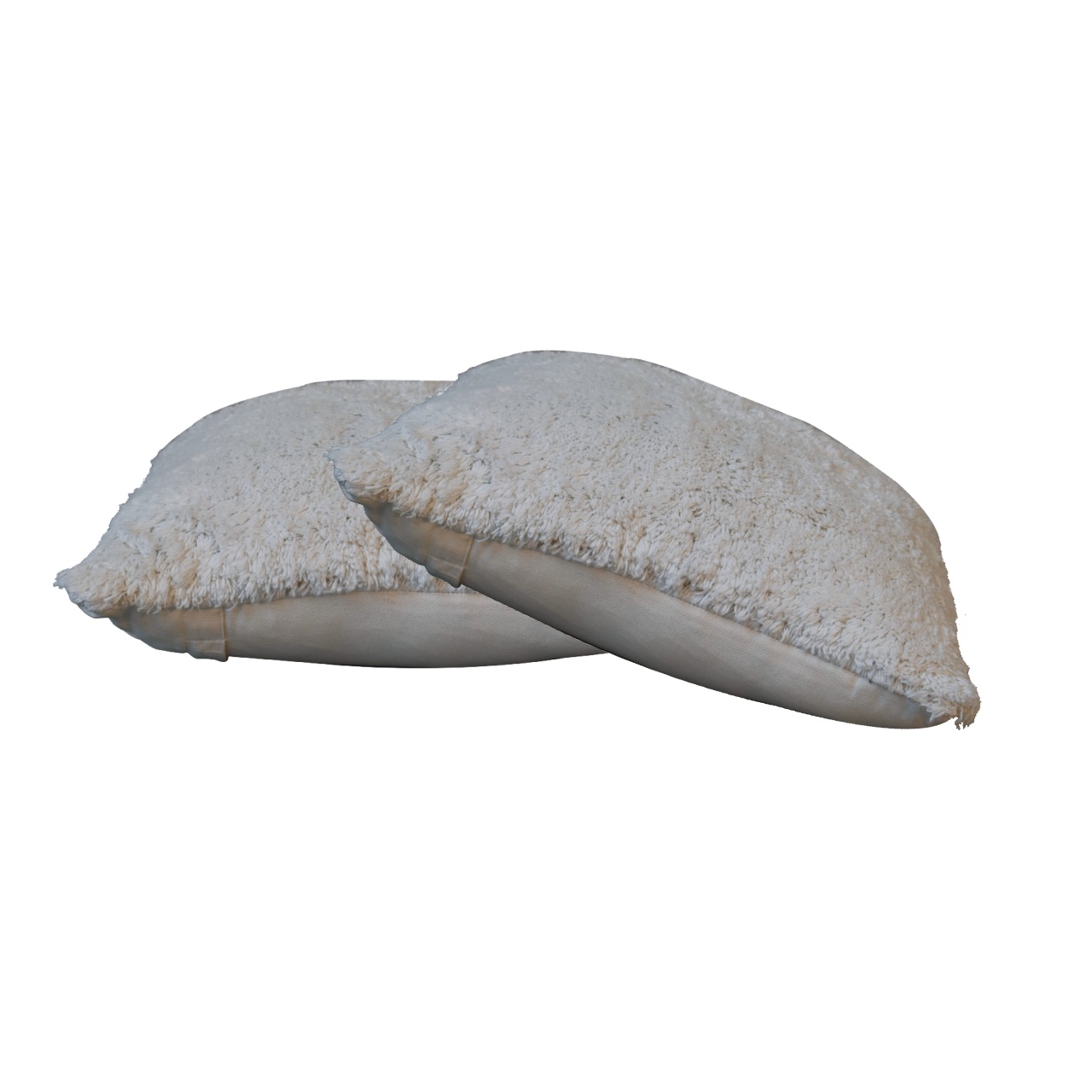 Solid Mango Wood Set of 2 Cream Fluffy Cushions - Image 2
