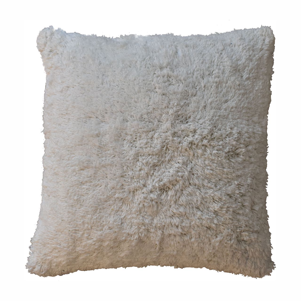 Solid Mango Wood Set of 2 Cream Fluffy Cushions - Image 3