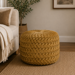 Solid Mango Wood Ochre Hart Pouffe