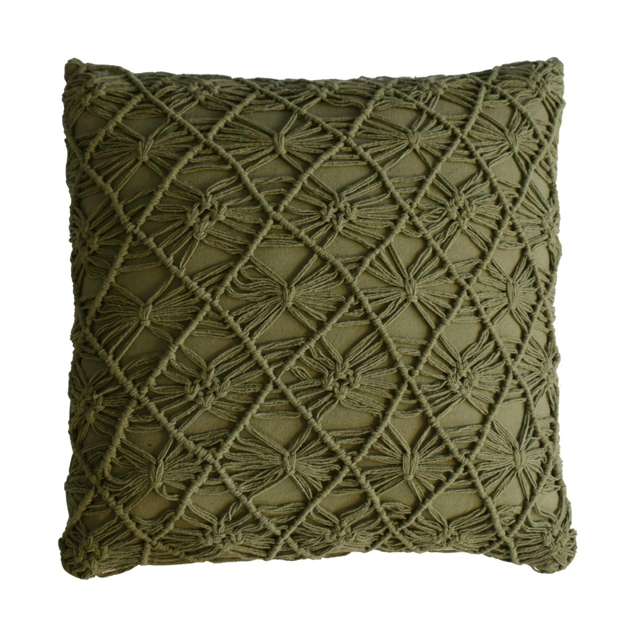 Solid Mango Wood Set of 2 Green Cotton Maura Filled Cushions - Image 3