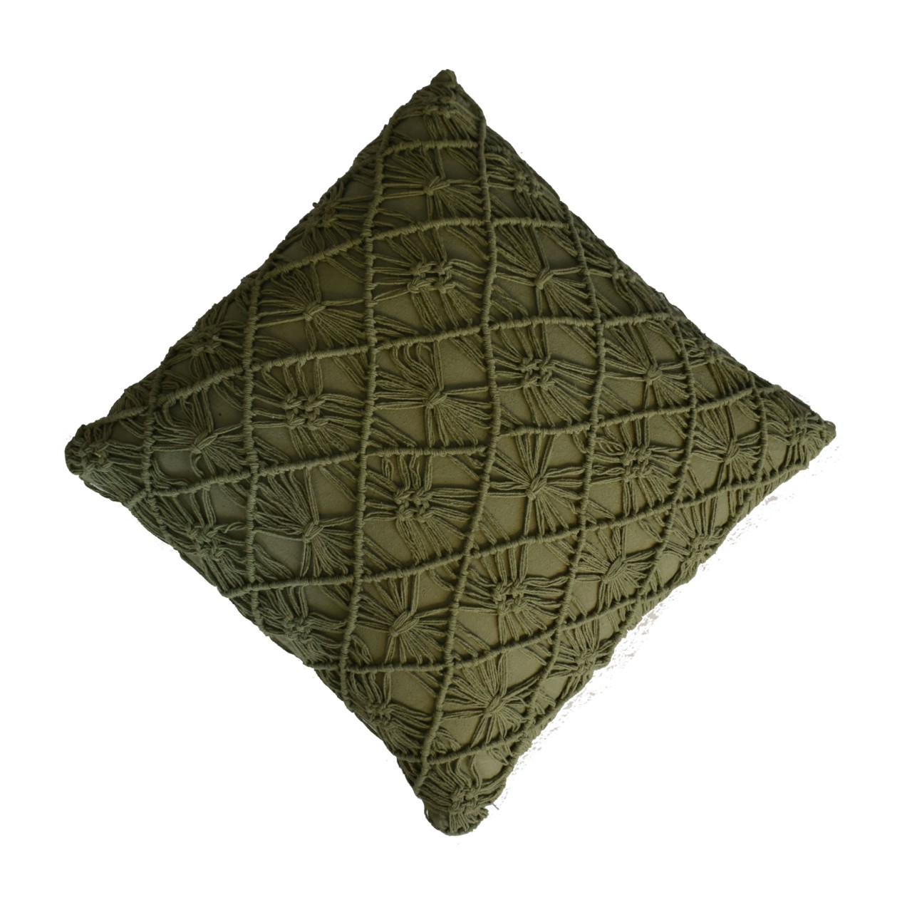 Solid Mango Wood Set of 2 Green Cotton Maura Filled Cushions - Image 4