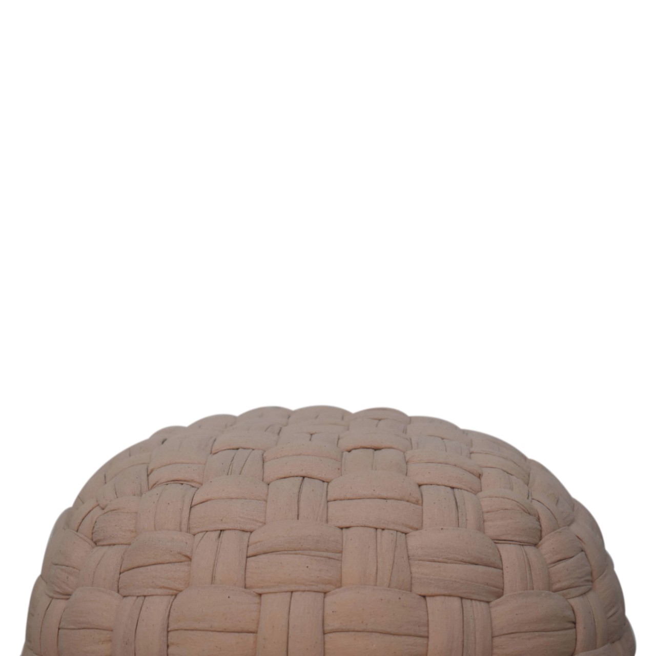Solid Mango Wood Cream Basket Weave Tube Pouffe - Image 3
